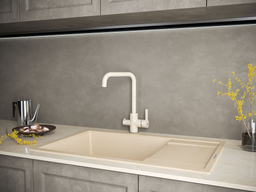 Смеситель для кухни Paulmark LOGAS Lo213021-302 на мойку бежевый - фото 2